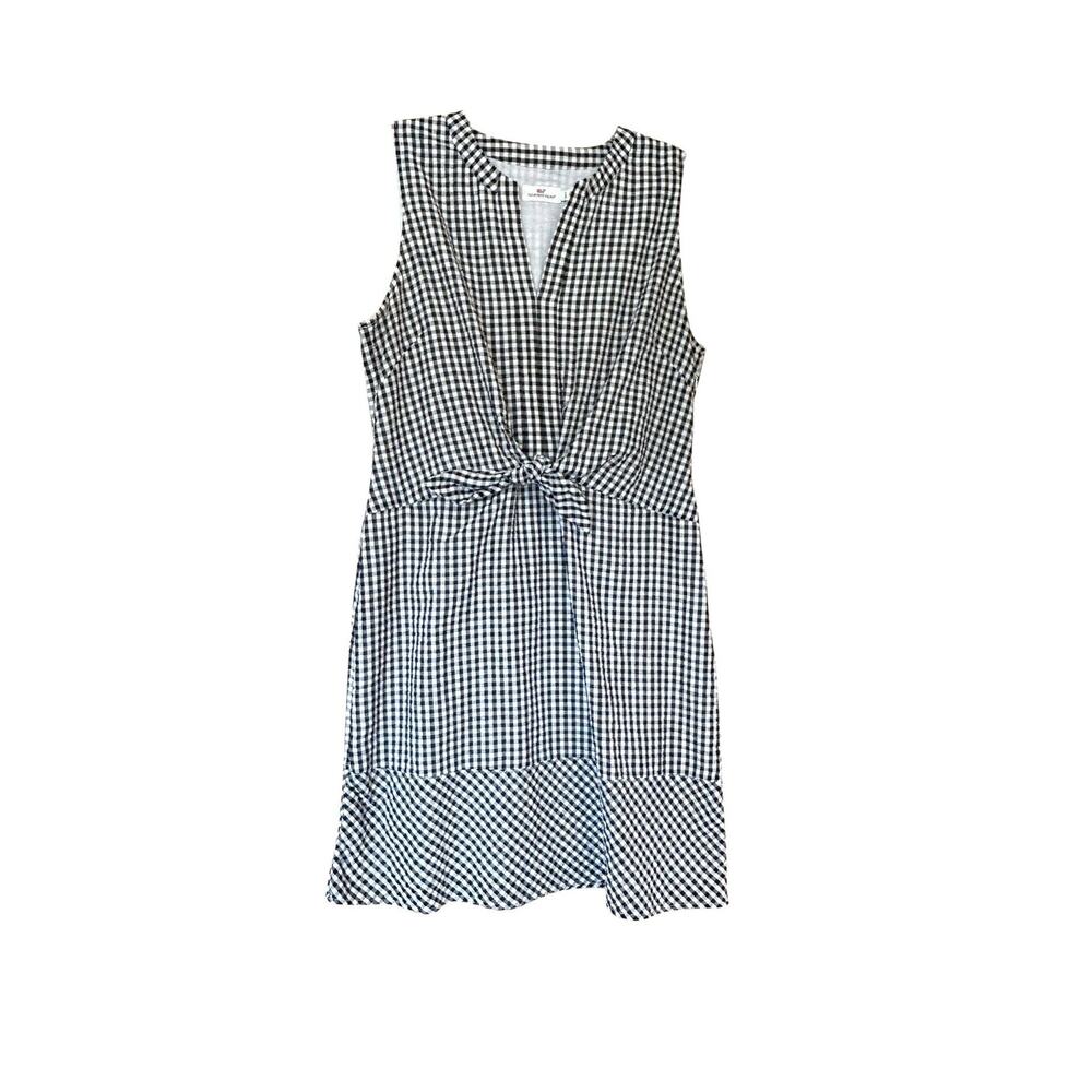 Vineyard Vines Seersucker Gingham Dress Size 14 Black White Check Preppy Coastal